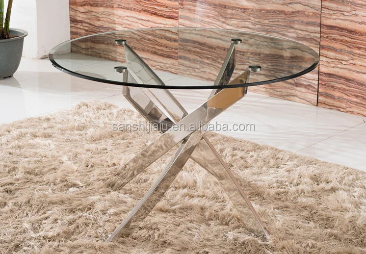 Glass Dining Table With Cross Chrome Table Leg For Dining Room Home Furniture Buy Tempered