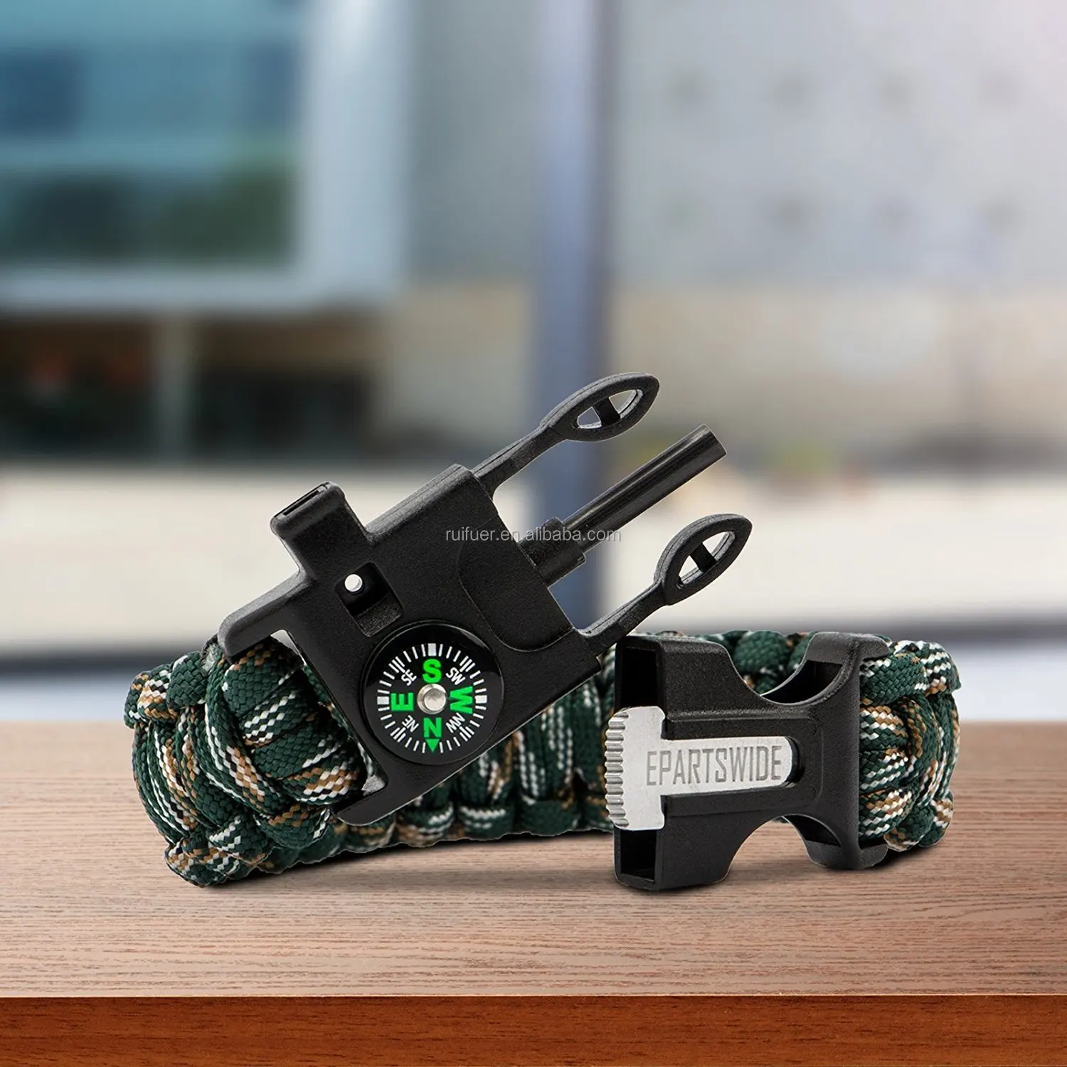 Multifunctional Outdoor Survival Bracelet 5 In 1 With Flint Fire