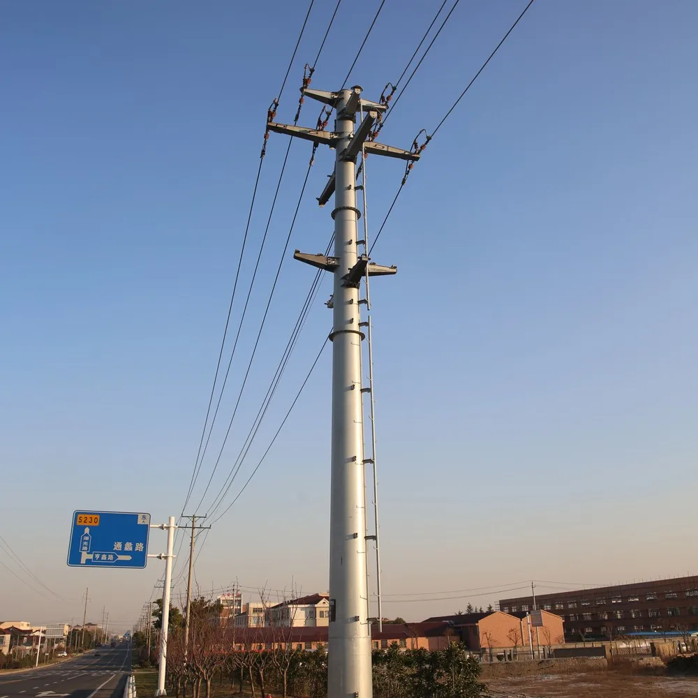 12kv Q345 20m High Power Lines Tower Galvanized Steel Tubular Pole