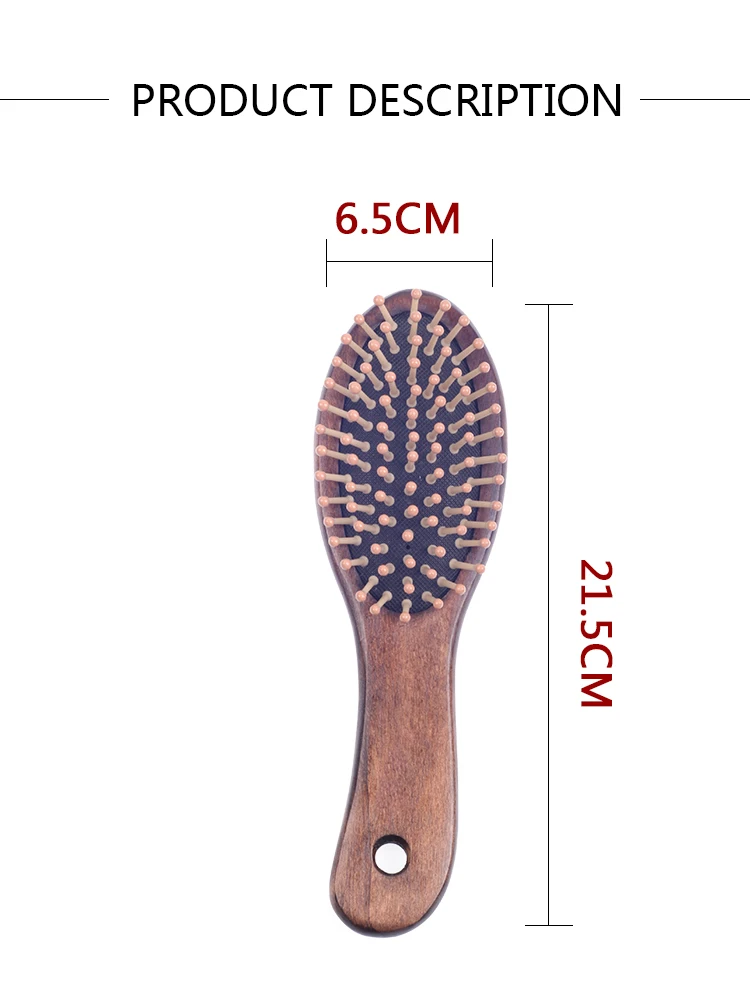 EUREKA W19689-BR Wooden Massage Paddle Big Pins Hair Brush