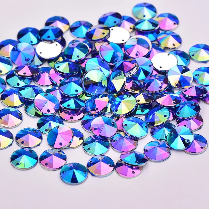 JUNAO 10mm Purple AB Rivoli Rhinestone Applique Flat Back Acrylic Gems  Round Crystal Stones Non Hotfix Strass for Clothes Crafts