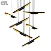 The new simple aluminum pipe pendant light designer decorative hanging lamp gold E14 LED restaurant chandelier