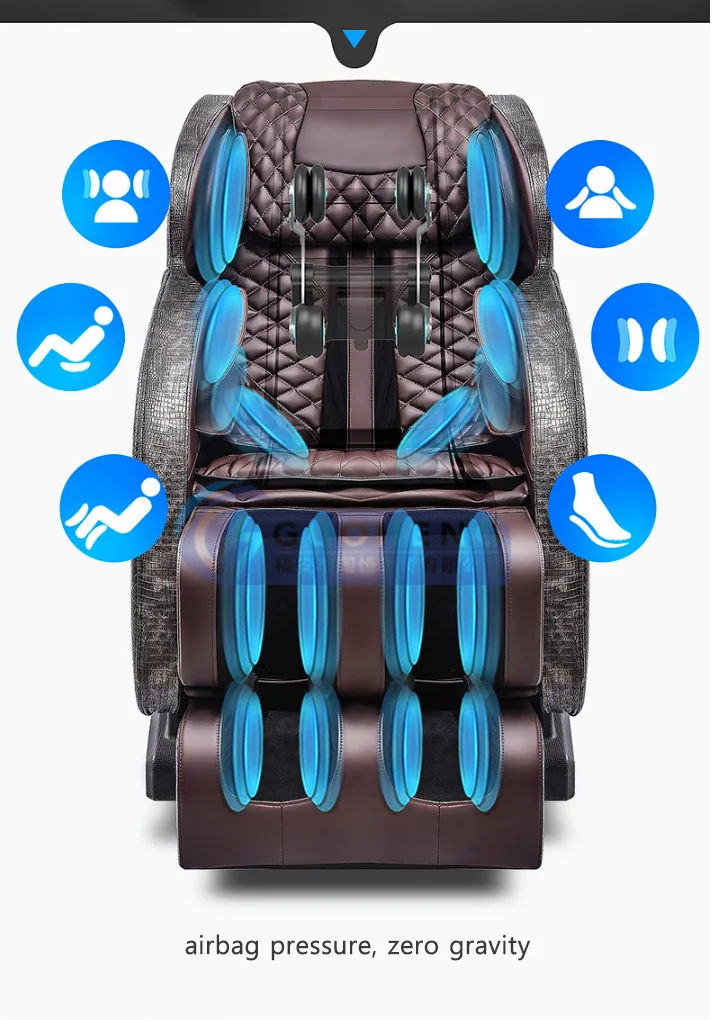 S L track airbag sofa 3D 4D zero gravity with back foot roller kneading health care bluetooth music relax body massage chair