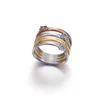 Crystal Four Rings Design Cheap Modern Stylish Women Anniversary Tri Color Ring Band
