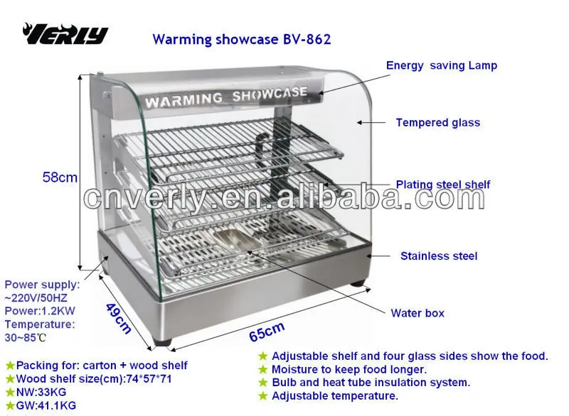 Portable Electric Food Warmer / Food Warming Showcase Equipment Bv862
