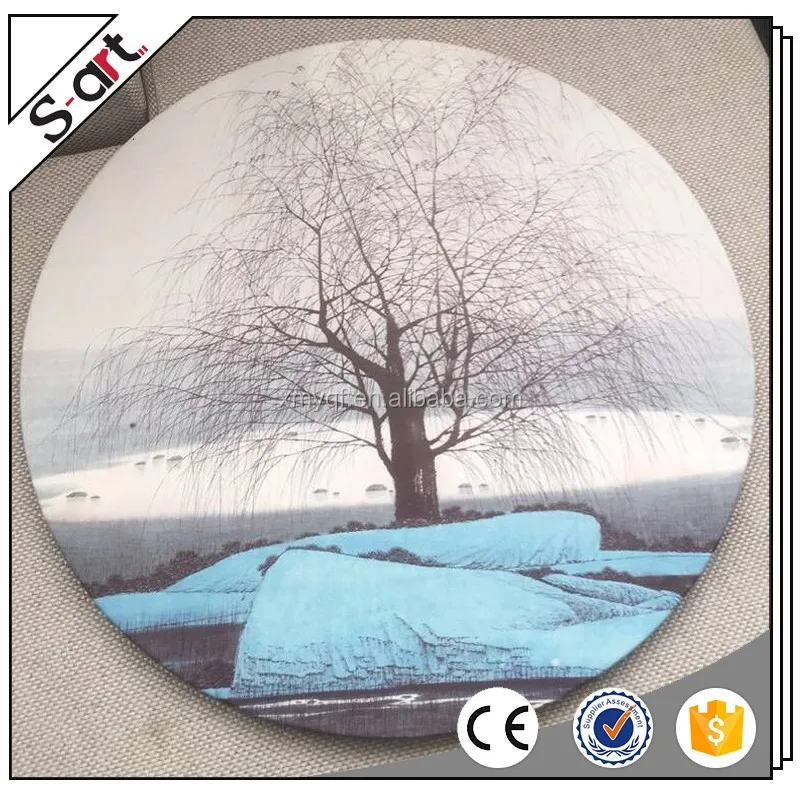 Round Frame Canvas Art Oil Painting - Buy Round Canvas Art Print,Round