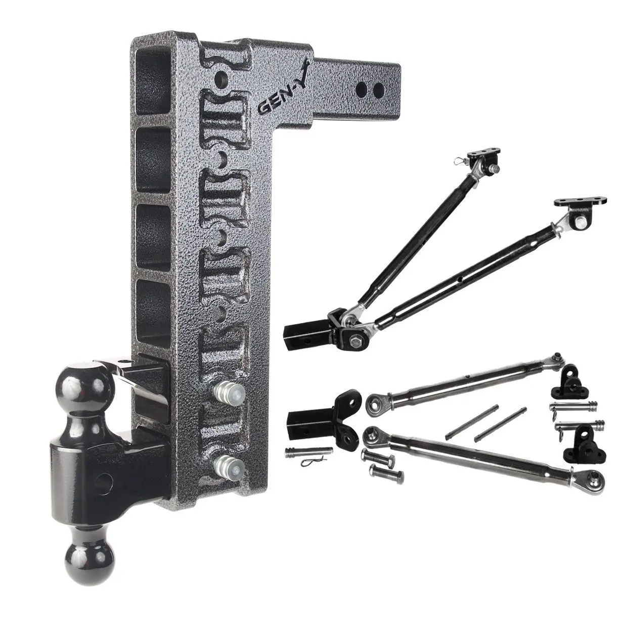 GEN-Y Hitch GH-625 Class V 2.5 Receiver 12 Drop Hitch 21K Towing w// Premium 5//8 Extended Receiver Lock Bundle