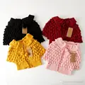 New Kids Girls Knitted Cardigan Sweaters Caped Design Ruffles Fall Winter Jackets Outwears Wholesale Hu Sunshine