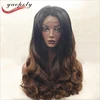 High Quality Fashion Long Charming Wavy Lace Front Synthetic Hair 1B/BROWN Color Wig Lady Carnival Party Wig