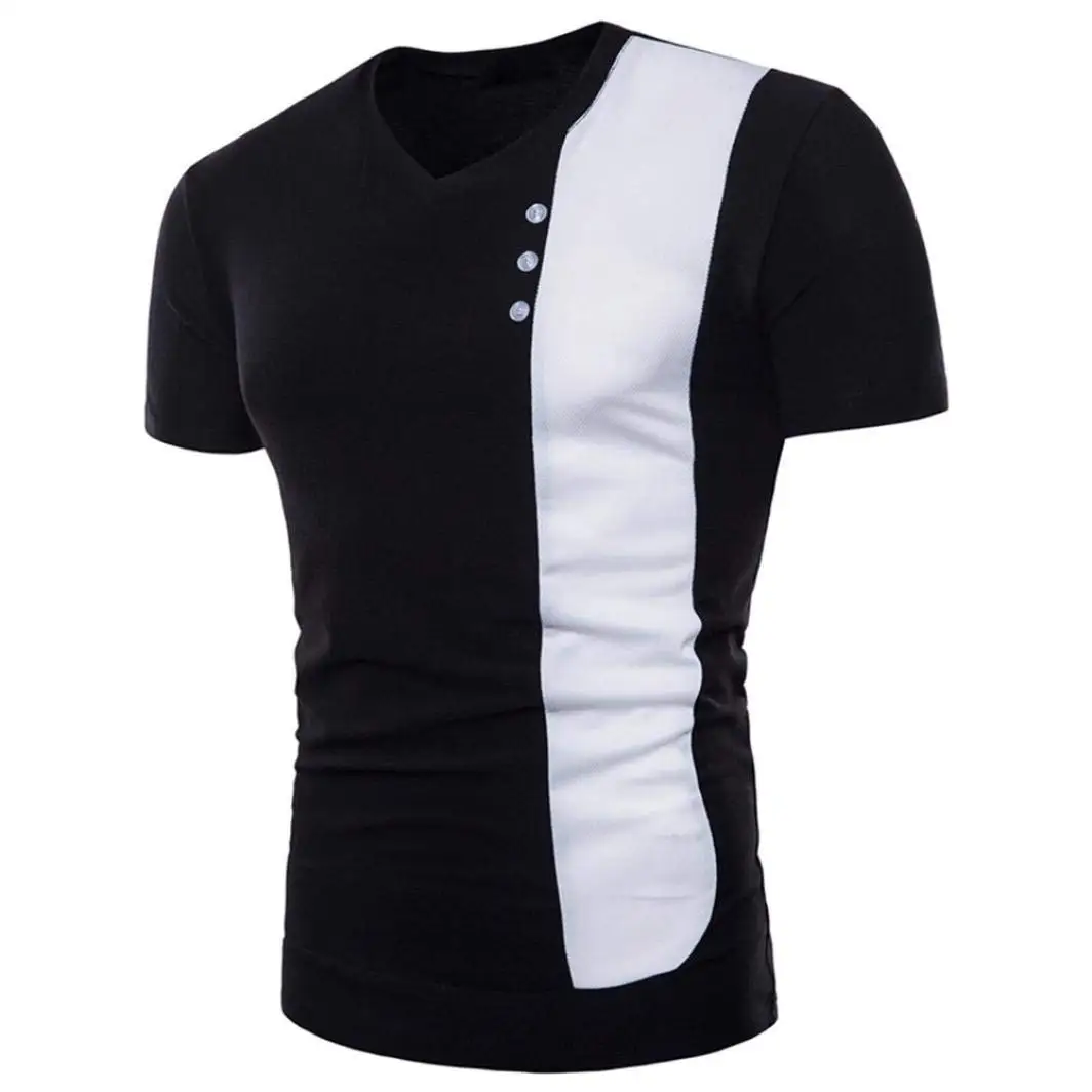 ViiViiKay Mens Short Sleeve Basic Slim Fit Tri-Blend and Cotton V Neck T Shirt BLACK S