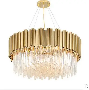 Modern simple stainless steel luxxu chandelier round golden crystal lampen