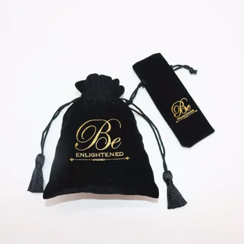 Wholesale Promotion Logo Jewelry Drawstring Bag Black Velvet Jewelry ...