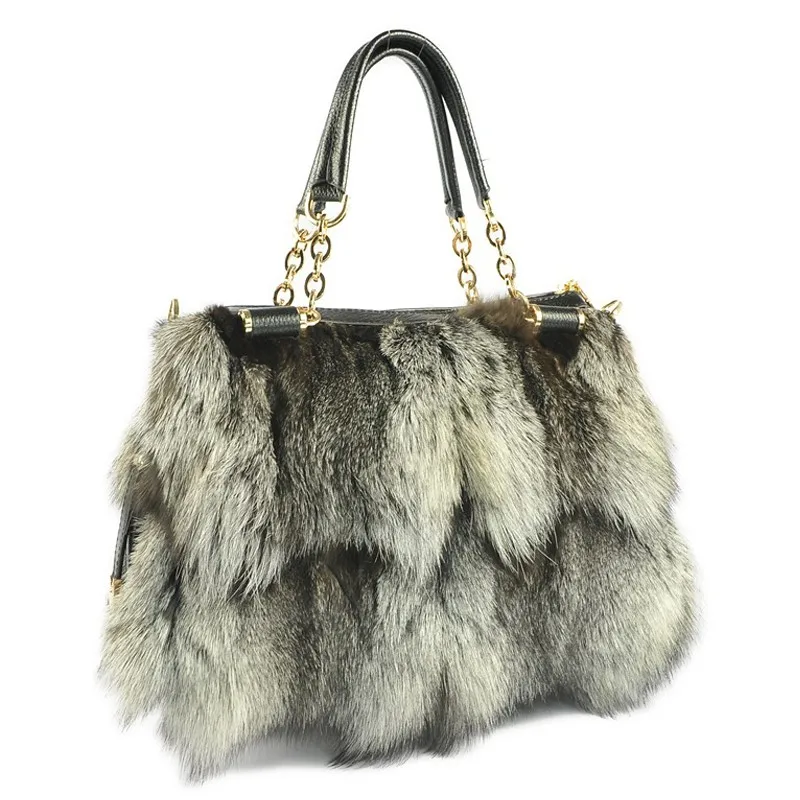 2016 fashion style luxury fox fur lady bag for women hot sale fur handbag