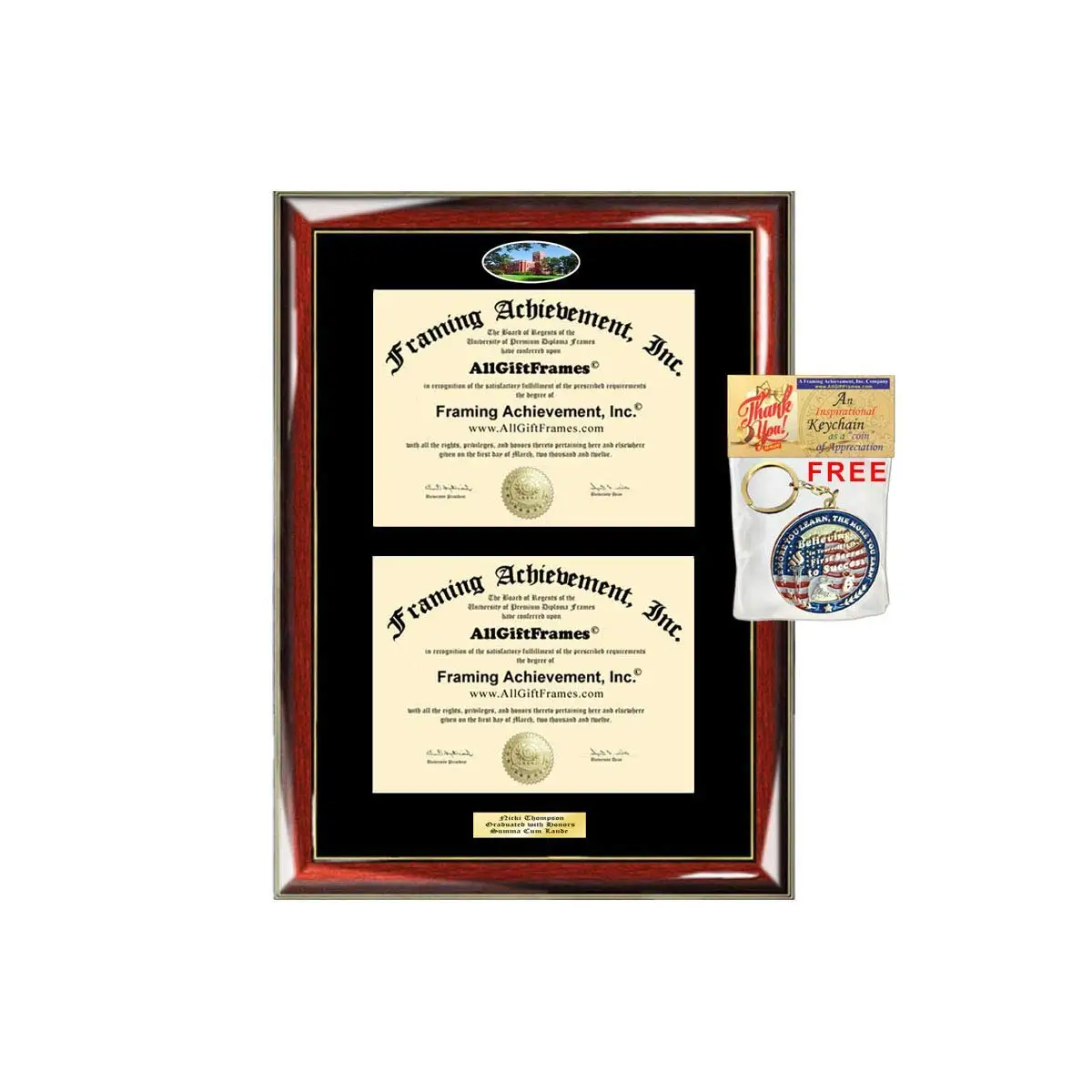 Double Diploma Frame Ohio Northern University ONU Dual Degree Holder Engraving Framing Two Certificate Holder Graduation Gift Bachelor Master MBA