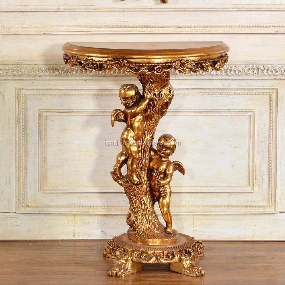 Столик колонны. Столик Доминик античное золото. Золоченый столик. Столик Барокко. Консольный стол круглый.