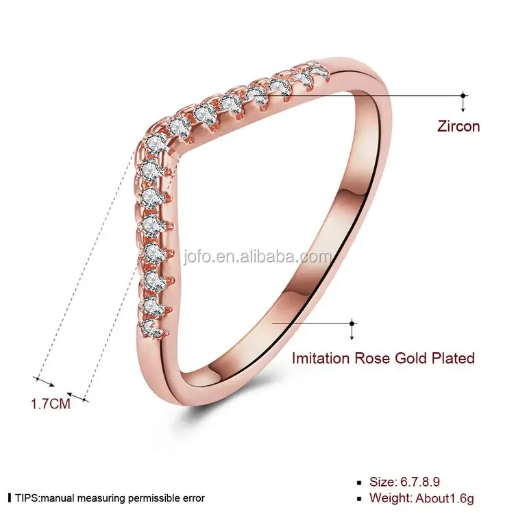 Fashion Simple Design Women S Daily Wear Rose Gold Plated Zircon Pave V Shape Wedding Rings Buy V Shape Rings V Shaped Wedding Rings Rose Gold Plated Wedding Ring Product On Alibaba Com