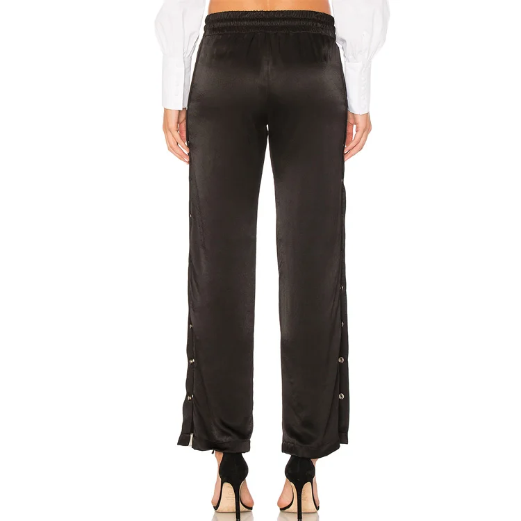 Yl Oem Custom Cheap New Designs Fashion Women Black Track Pants With