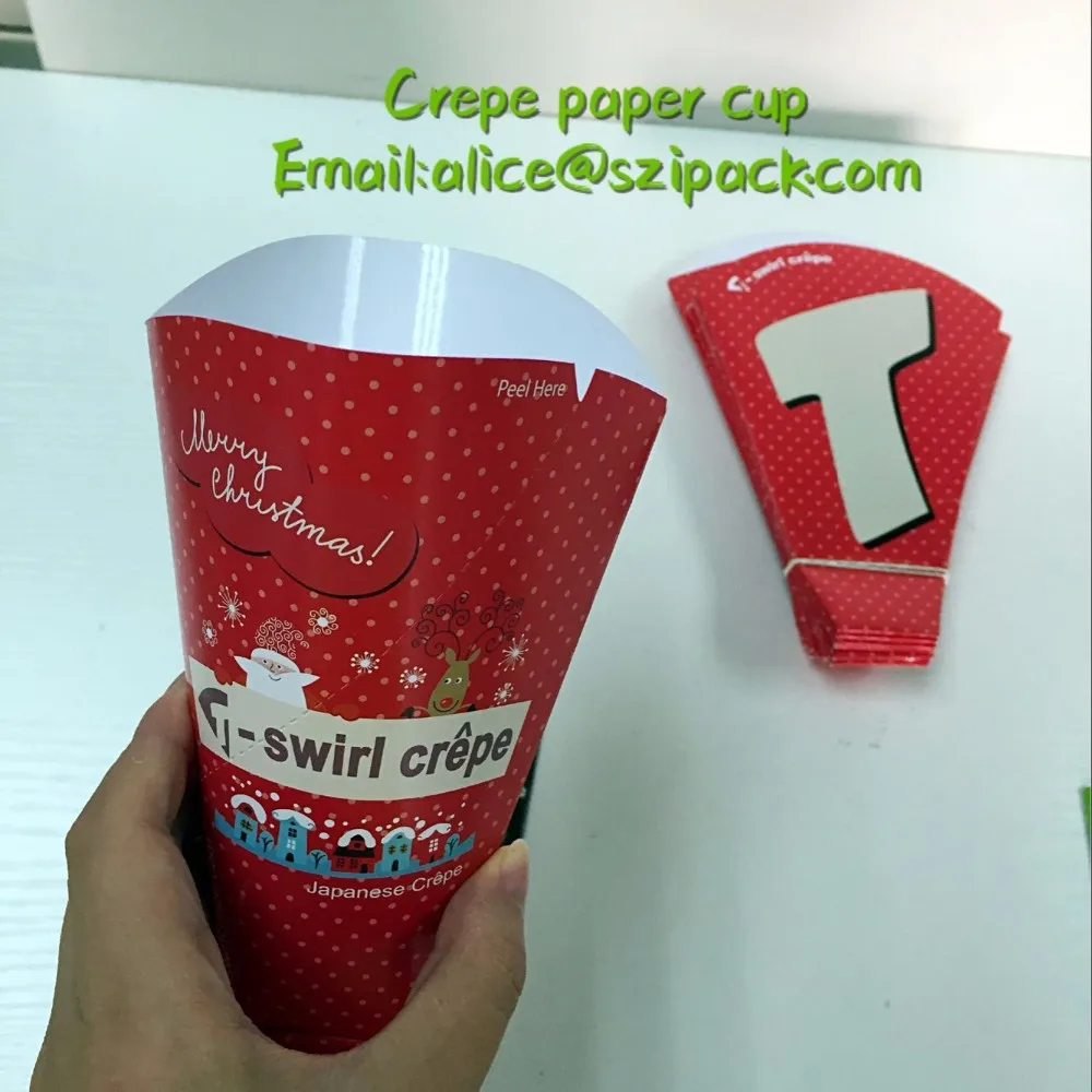 Customized Cmyk Printed Food Crepe Paper Holder With Pe Coated Inside Buy Crepe Paper Holder