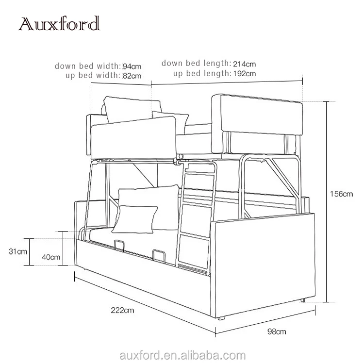 Схема двухъярусной кровати с диваном