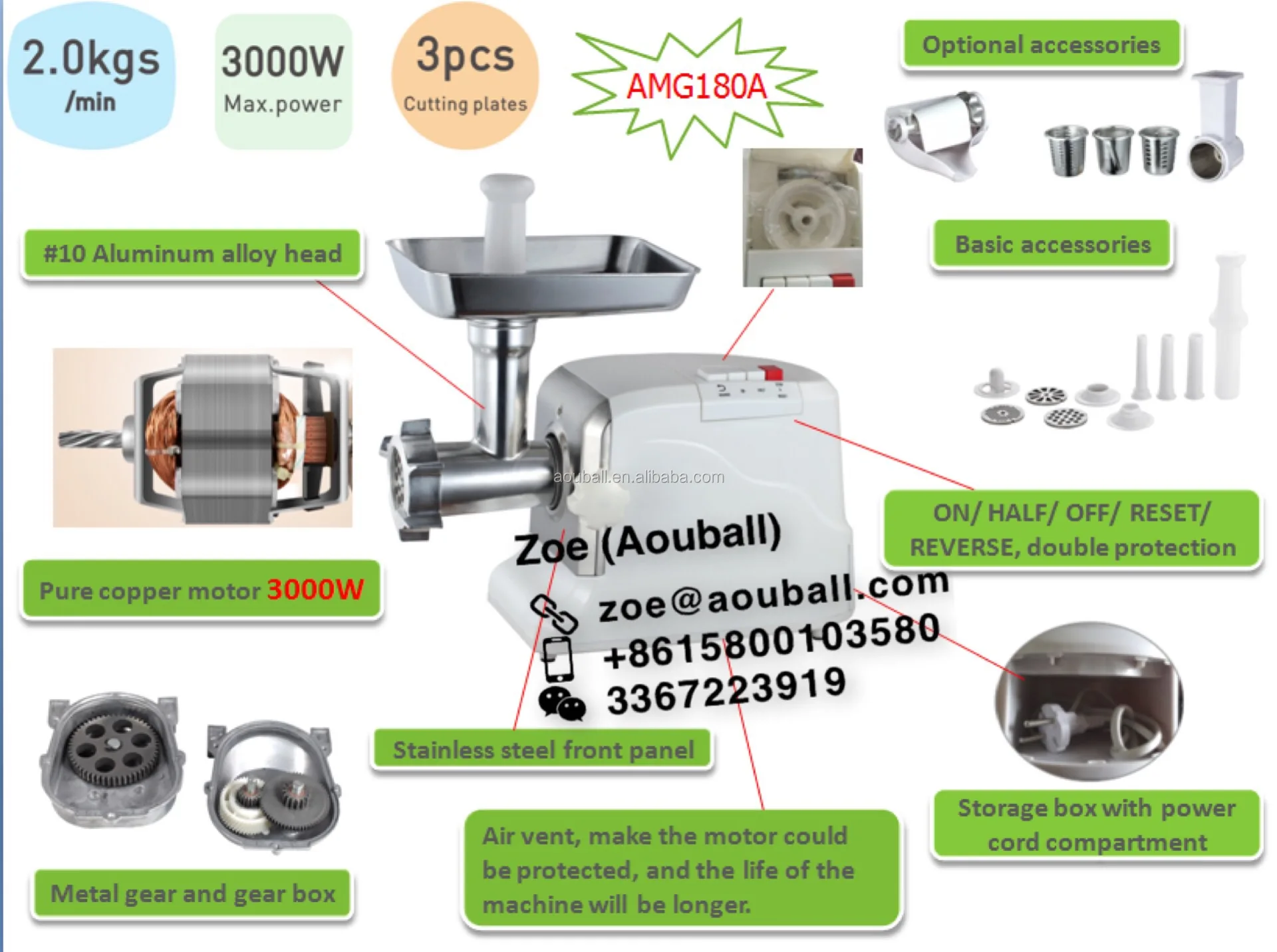 Meat And Bone Grinder With Storage Box/ 1200w Electric Meat Grinder