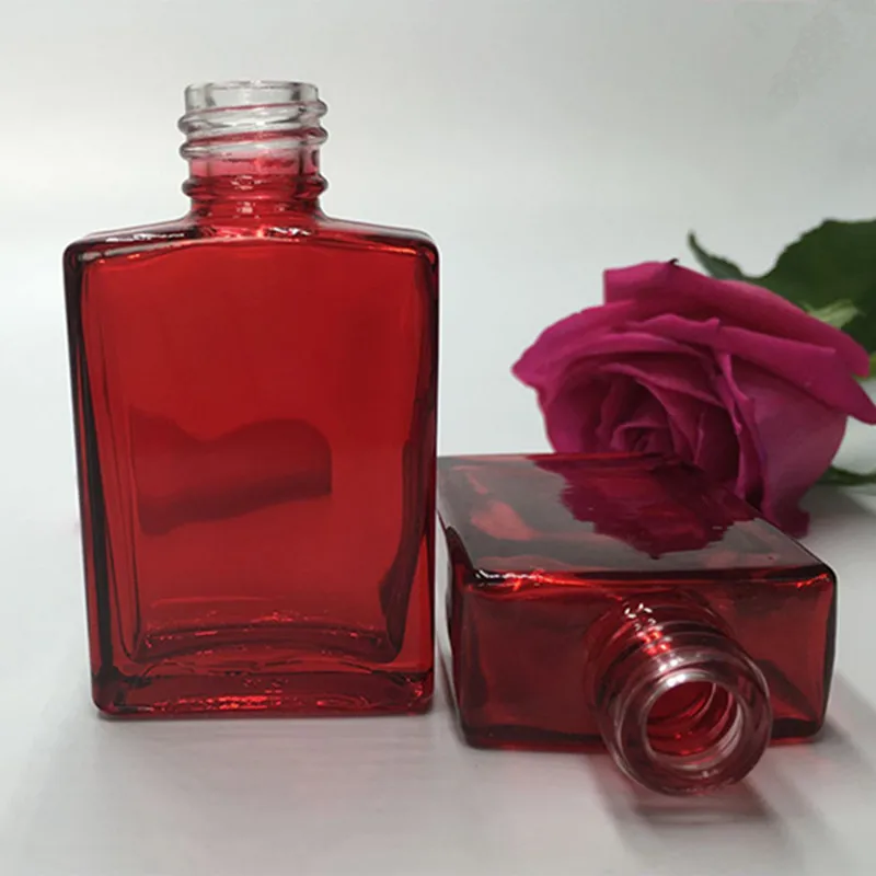 Refillable Empty 1oz 30ml Square Red Glass Bottles Dropper Bottle