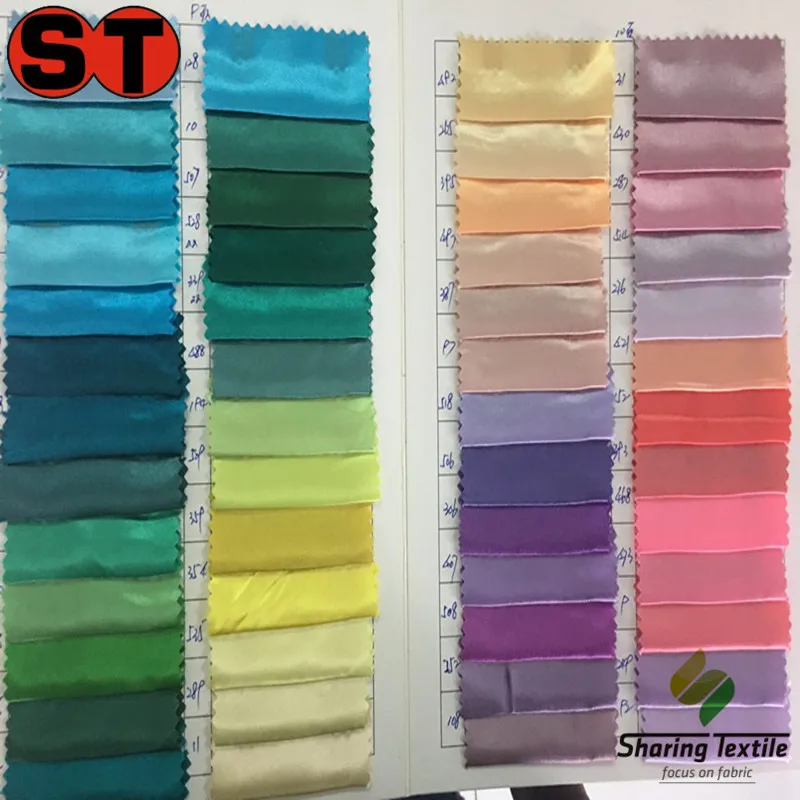 Stock 364 Colors 50d*75d Shinny Satin Fabric/polyester Shinny Satin ...