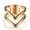 Gold-color Stainless Steel Wedding Bands V Shape Ring