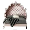 Modern Design Grace Queen Size Button Tufted Arched Pink Upholstered Bed Headboard Bedroom Furniture Platform