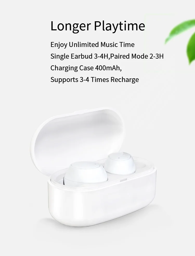 True Waterproof Earphones Y1 HD Stereo Sound Easy Pairing Bluetooth Headphones with 550mAh Charging Case for iOS and Android