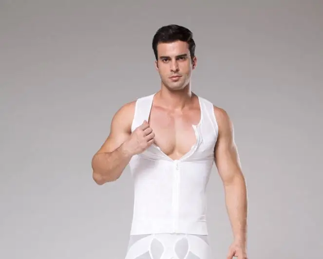 Mens Slimming Body Shaper Vest/T-Shirt With Zipper