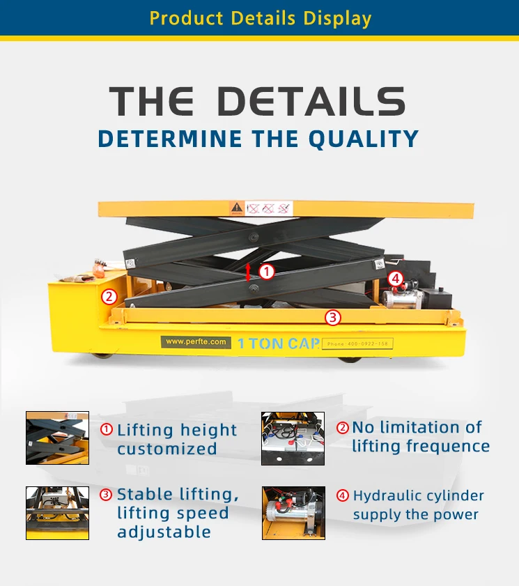 product-737-832 Safety Durable Hydraulic Scissors Lifting Table Platform Transfer Cart