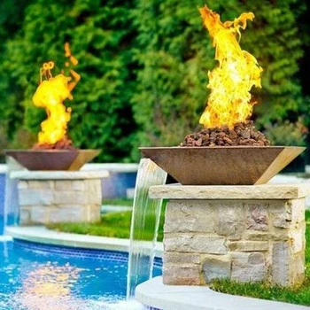 Corten Steel Garden Fire Pit Water Fountain Combo - Buy Corten Steel ...