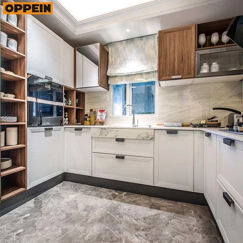 Oppein Thermofoil Door Finish Modern White Kitchen Cabinets Buy