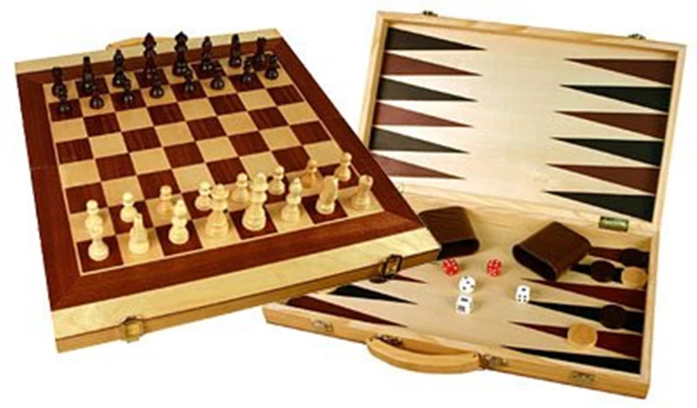 3in1 Chess Checkers And Backgammon Foldable Travel Wooden Game Set Board Case CA