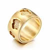 Womens 18K Golden Plated Titanium Stainless Steel Silver jewelry Cute Teddy Bear Band Ring