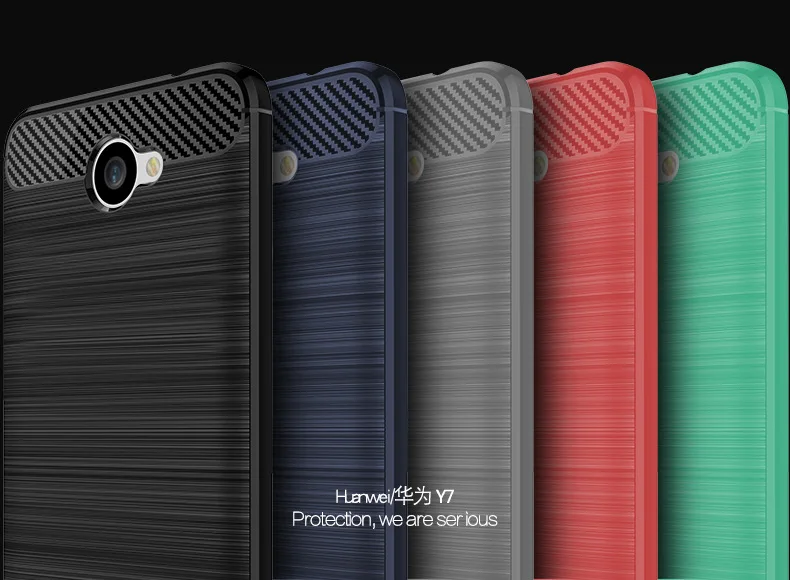 2017 New Arrival Carbon Fiber Tpu case For Huawei Y7 Y7 prime brushed tpu soft cover For Huawei Y7 Y7 prime