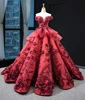 RSM66878 3d flower applique off shoulder vestidos elegantes de fiesta red prom dress 2019 evening gown