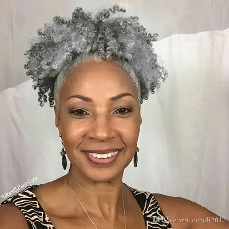 Grey Hair Piece Short 4c Afro Kinky Curly Ponytail Silver Grey Human Hair Ponytail With Drawstring Clip In Gray Hair Extension Buy Grey Hair Piece Silver Grey Hair Topper Grey Ponytail Product On