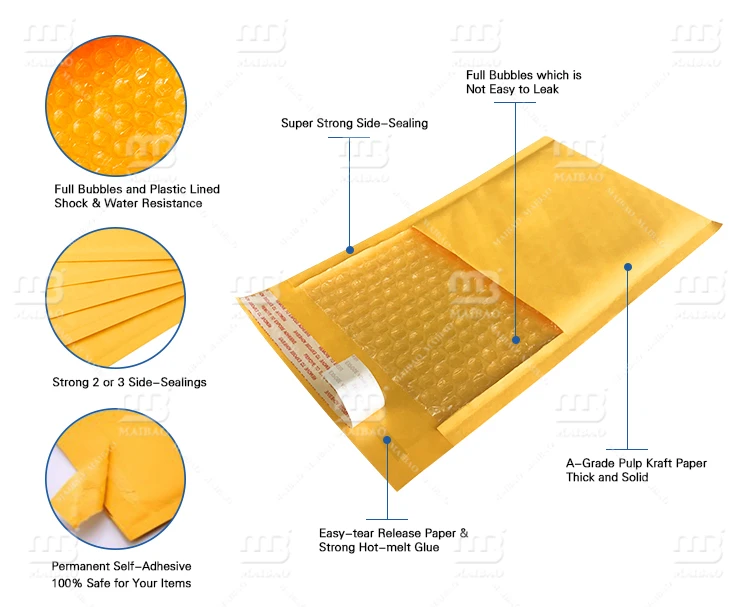 Padded Kraft Paper Bubble Mailer Jiffy Bags / Bubble Envelope