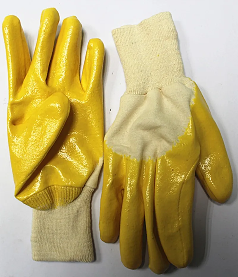 Safety Yellow Hand Protective Nitrile Dipped Cotton Gloves Buy Hand