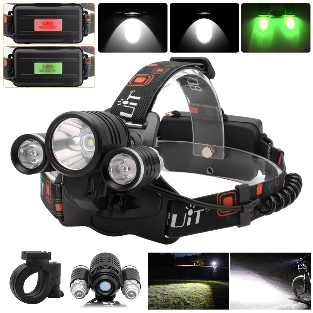 4000 Lumen High Power Bicycle Headlight Green Light Headlamp 18650