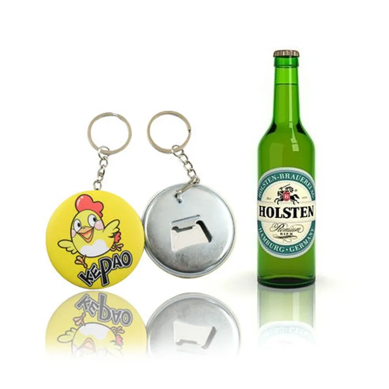 Custom Character Round 58mm Metal Bottle Opener With Keychain
