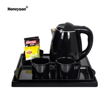 Hotel Guest Amenity Electric Plastic Tea Kettle With Welcome Tray Set ...