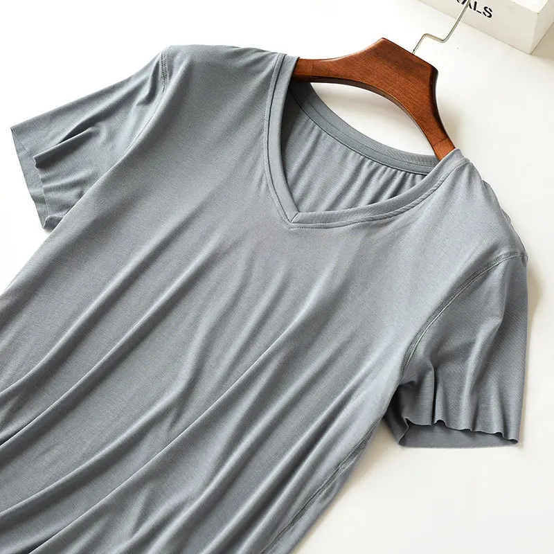 Wholesale Bamboo Clothing Mens V Neck Blank High Quality Bamboo Fiber T