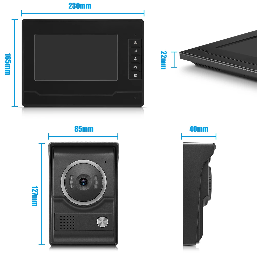 2019 new 4 wired villa video door phone 7inch TFT LCD screen night vision color camera waterproof home security intercom system