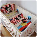 Promotion 6PCS Mickey Mouse 100 cotton baby bedding set unpick and wash bed sheets bumpers sheet