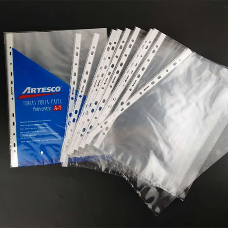 12 Pack A4 Punched Pockets, Colorful Plastic Wallets With 3 Binder Ring