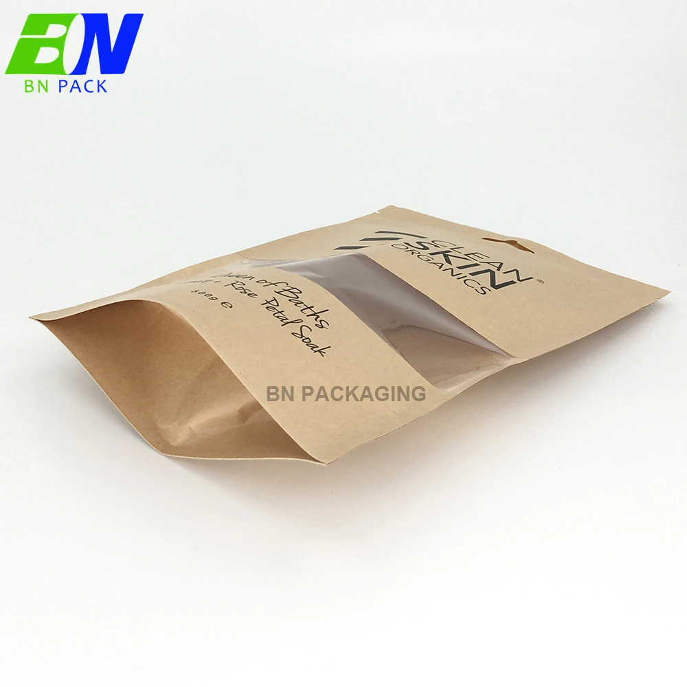 Food Grade Paper Bag Brown Kraft Underwear Packaging Bag Ziplock