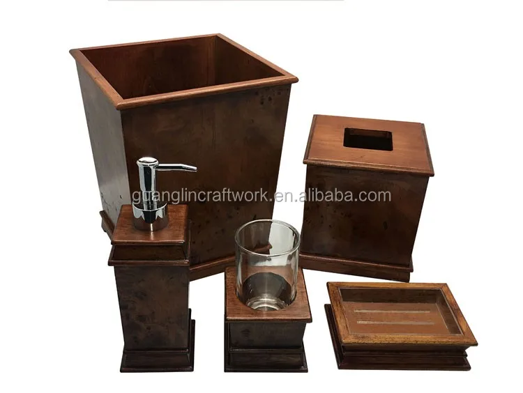 Acacia Wood Bathroom Accessories 6 Piece Bathroom Set For Spa Cute Bath