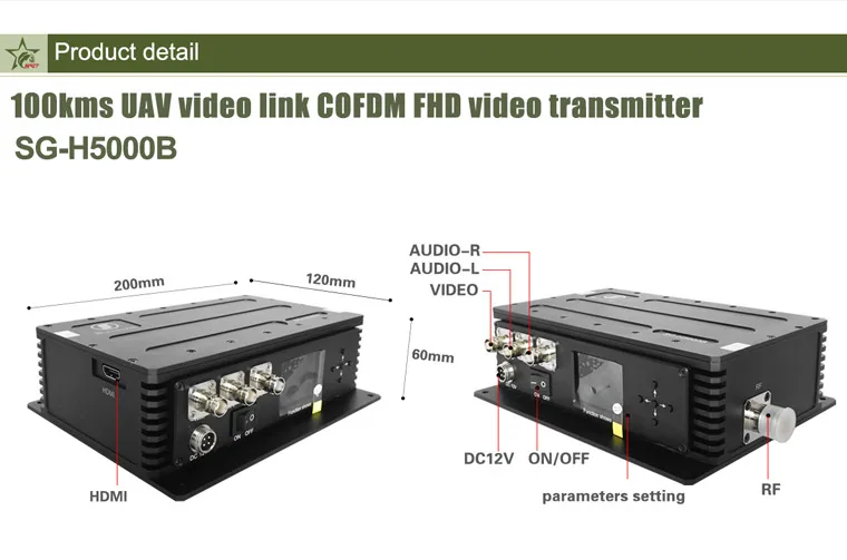 80-100km LOS long range UAV cofdm wireless video transmission equipment